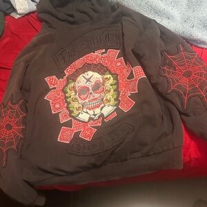Men's Dussault Forever Yours XL Hoodie Cobwebs skull and axes discontinued rare!